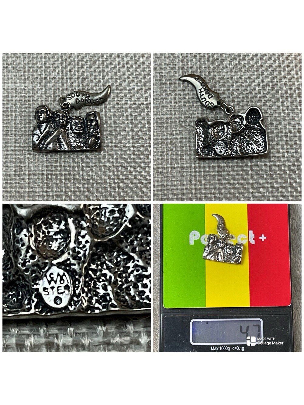 VTG Mount Rushmore Charm South Dakota 4.7 grams Sterling Silver !!